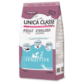 Корм Unica Classe Sterilised Adult Sensitive Tuna - Уника Классе для взрослых стерилизованных кошек, имеющих чувствительное пищеварение с тунцом